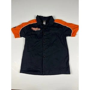 Camisa Harley Davidson Motocicletas Abotonada Parche Negro Manga Corta Juvenil 12/14 - Imagen 1 de 10