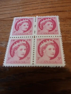 1954 Canada Stamp Scott 339 3 Cents MNH Queen Elizabeth II #124 Block Of 4 - Image 1 of 2