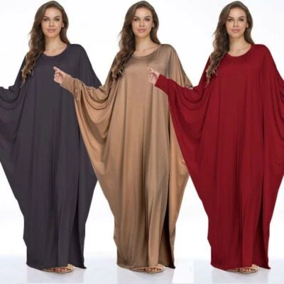 Nuevo Mujeres Vestido Tradicional Musulmán Islámico Manga Murciélago Abaya Kaftan Ramadán Bata Foto 1 de 4