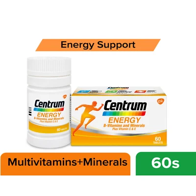 1x 60's New Centrum Energy B-Vitamins and Minerals + Vitamin C & E Free Shipping - Image 1 of 4