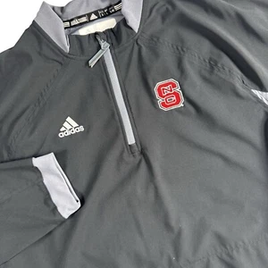 Adidas 1/4 Zip Pullover NC State Removable Sleeves Men's L Black Baseball Golf - Picture 1 of 11