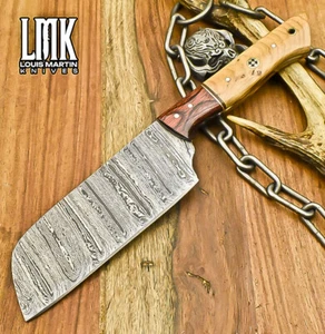 LMK Handmade Chef Knife Twist Damascus Olive Wood Wooden Bolster Hunter Closeout - Picture 1 of 8