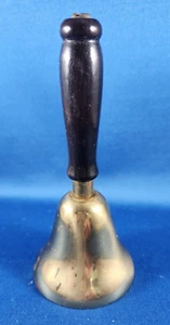 Campana a mano scuola vintage manico legno nero tono oro basso - Foto 1 di 5