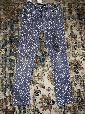 Mini Boden Girls Blue Star Print Skinny Jeans Size 8 Years  - Image 1 of 3