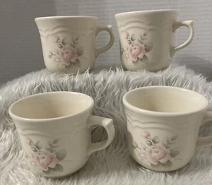 Set of 4 Pfaltzgraff Tea Rose Coffee/Tea Cups USA Preowned No chips/cracks - Picture 1 of 5