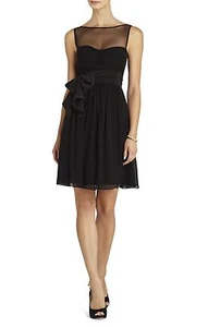 NEW BCBGMAXAZRIA BLACK PHOEBE SLEEVELESS A-LINE DRESS SIL6Y902/M588A SIZE 0 - Picture 1 of 2