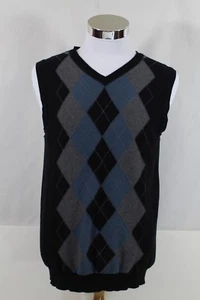 Men's Structure Sweater Vest Black 100% Cotton Size (M) - Picture 1 of 3