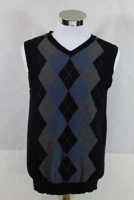Men's Structure Sweater Vest Black 100% Cotton Size (M) - Image 1 of 3