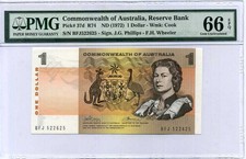AUSTRALIA 1 DOLLARS ND 1972 P 37 d GEM UNC PMG 66 EPQ