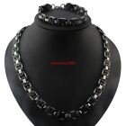 XMAS Gifts Stainless Steel Men's Byzantine Chain Necklace & Bracelet Set 8mm