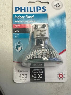 PHILIPS INDOOR FLOOD 50W MR16  GU10 BASE (PACK OF  6) - Image 1 of 3