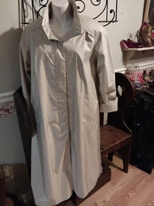 Gallery Trench Coat Chaqueta Lluvia Ligera Beige Sólido Talla 6 ¡Pequeña Lavable! - Imagen 1 de 7