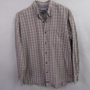 Structure Mens Button Up Shirt L Red Blue Thick Knit Houndstooth 90s Y2K - Picture 1 of 9