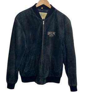 Vintage 80s Guess Black Suede Bomber Zip Jacket Men's Size Large BLEMISH - Picture 1 of 7