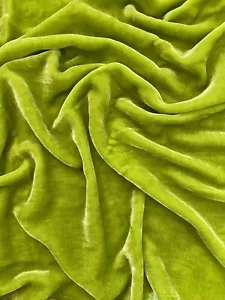 Neon Green Silk Velvet Fabric by the Yard, 1/2 Yard and 1/4 Yard - Picture 1 of 6