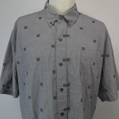 Camisa Reyn Spooner Para Hombre 2XL Gris Blanco Estampado Hawaiano Mezcla de Algodón Abotonada Foto 1 de 4