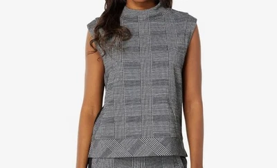 Anne Klein насмешливый шеи клетку блузка размер XL черный белый карьера Топ без рукавов - Изображение 1 из 4