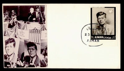 DR WHO 1968 AJMAN FDC JOHN F KENNEDY JFK IMPERF 1R REAL PHOTO CACHET M56394 - Image 1 of 2