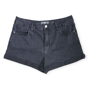 Rewash Größe 13/31 super hoher Bund Mom schwarz Denim Shorts Bündchen Jeans dunkle Waschung - Bild 1 von 4