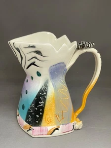 Vintage 1991 Caroline Koons Studio Keramik Krug Handarbeit Abstraktes Design - Bild 1 von 11