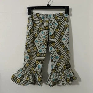 Matilda Jane Big Ruffles Girls Pants Flare Sz 4 Floral Boho Hippie Pattern - Picture 1 of 3