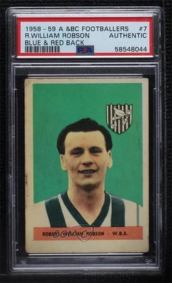 1958-59 A&BC Futbolistas Azul y Rojo Espalda Bobby Robson #7 PSA Auténtico Novato RC Foto 1 de 2