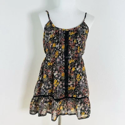 Camiseta sin mangas Y2K Babydoll Cami para mujer mediana Cottagecore encaje floral oscuro Foto 1 de 4