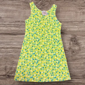 Vintage Floral Girls Sleeveless Dress Sz 4 Cotton Bold 80s Vintage Go Go Dancer - Picture 1 of 4