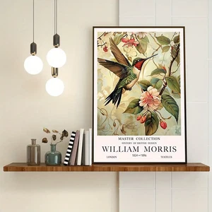 Kolibri Bild Druck A3 groß William Morris Wandbild lebendiger Vogel grün - Bild 1 von 2