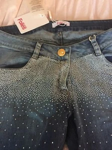 Neu mit Etikett Blugirl Follie dünne weiche glitzernde blaue Jeans. Gr. 29. Made In Italy - Bild 1 von 5