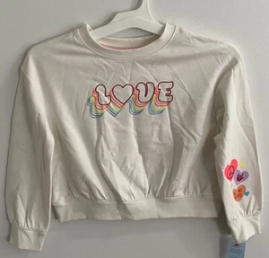 Cat & Jack - Cream/Heart Pull Over Sweater (Be My Bestie) Size M(8) New - Picture 1 of 4