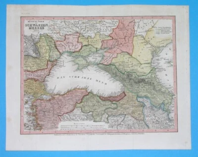 1845 ORIGINAL MAP BLACK SEA ARMENIA ROMANIA BULGARIA UKRAINE GEORGIA MOLDAVIA - Image 1 of 4