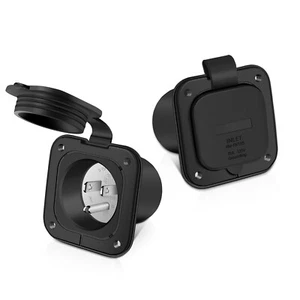 15A 125V Flanged Inlet AC Plug Port NEMA 5-15 Socket Power Inlet for RV Camper - Picture 1 of 9