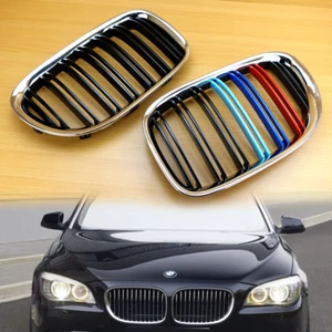 Front Grille M Look Chrome M-Color Gloss Black 09-15 For BMW F01 F02 7-Series - Picture 1 of 5