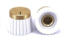 1x WHITE GOLD MARSHALL STYLE KNOB 6.35mm WITH SCREW JCM - JMP AND PLEXI MODELS - Picture 1 of 1