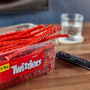 TWIZZLERS Twists Strawberry Flavored Licorice Style, Low Fat Candy Tub, 5 lb - Picture 1 of 7