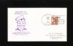 US NAVY Cruiser USS Astoria 1935 Hawaii Ashore Pearl Harbor WWII Sunk  Cover 9z - Picture 1 of 2