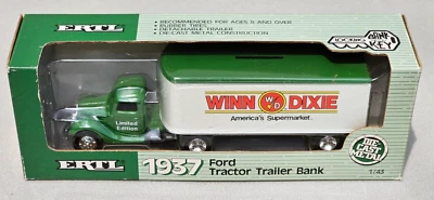 Ertl Winn Dixie 1937 Ford Tractor Trailer Bank Die Cast Metal 9" - Image 1 of 4