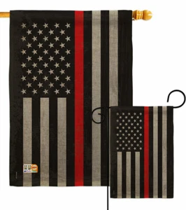 Bandera de jardín de arpillera a rayas rojas de Estados Unidos primeros en responder bombero patio casa pancarta - Imagen 1 de 19