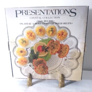 Indiana Glass Deviled Egg Relish Hors D'oeuvre Dish/Platter VTG w/Box Pebbled - Picture 1 of 10