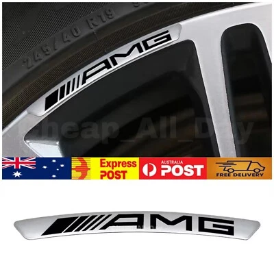 4Pcs Alloy Mercedes Benz AMG Wheels Rim Sticker  Silver Decal Badge Emblem  - image 1 of 3