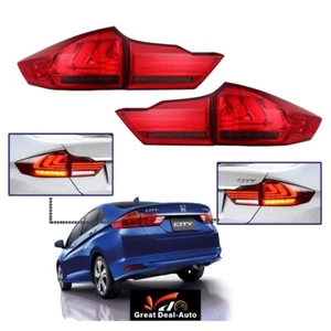 LED Red Smoked Tail light Flow light Fit Honda City 2014-2017 - Picture 1 of 5