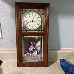 The Danbury Mint: The Dachshund Stained Glass Wall Clock Spring Doxie 4 Glass - Picture 1 of 14