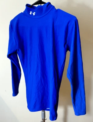 BOYS Large~COMPRESSION LAYER MOCK TURTLENECK SHIRT~UA UNDER ARMOUR~BLUE L/S - Image 1 of 4