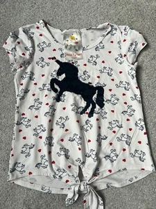 Jenna And Jessie Girls Summer T-shirt size 6 Heart Unicorn Sequin Short Sleeve - Picture 1 of 4