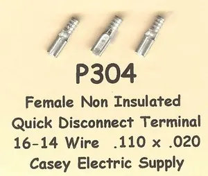 100 Non Insulated Quick Disconnect QD Female Terminal #16-14 Wire AWG .110 USA - Picture 1 of 2