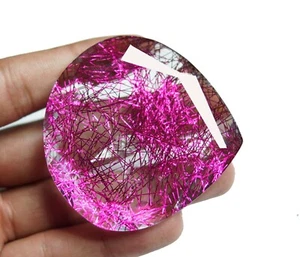 Certified 301 Ct Pear Cut Big Size Pink Color Rutilated Quartz Loose Gemstone - Bild 1 von 7
