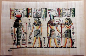 Top: Papyrus Doppelszene mit Ramses signiert sehr gut erhalten - mit Certificate - Bild 1 von 7
