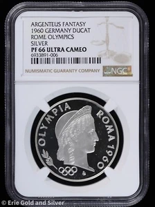 1960 Fantasy Germany Silver Ducat Proof Rome Olympics Roma NGC PF 66 Ultra Cam - Picture 1 of 4