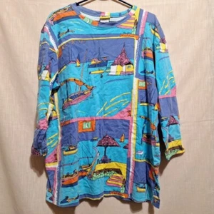 VTG Ken Done Art of Rihiveli Maldives Shirt Birds Sail Boat Scuba Diver 2XL Rare - Picture 1 of 5